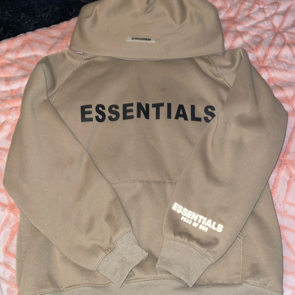 brown essentials hoodie size s